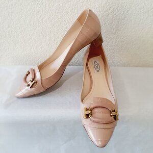 Tod's Croc Embossed Leather Shoe